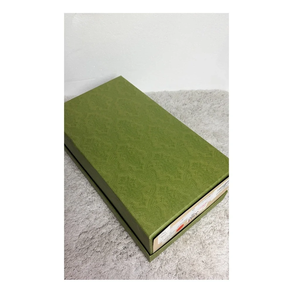Gucci Green Damask Shoe Box with Dust Bags Laces Care Cards and Receipt 757604
